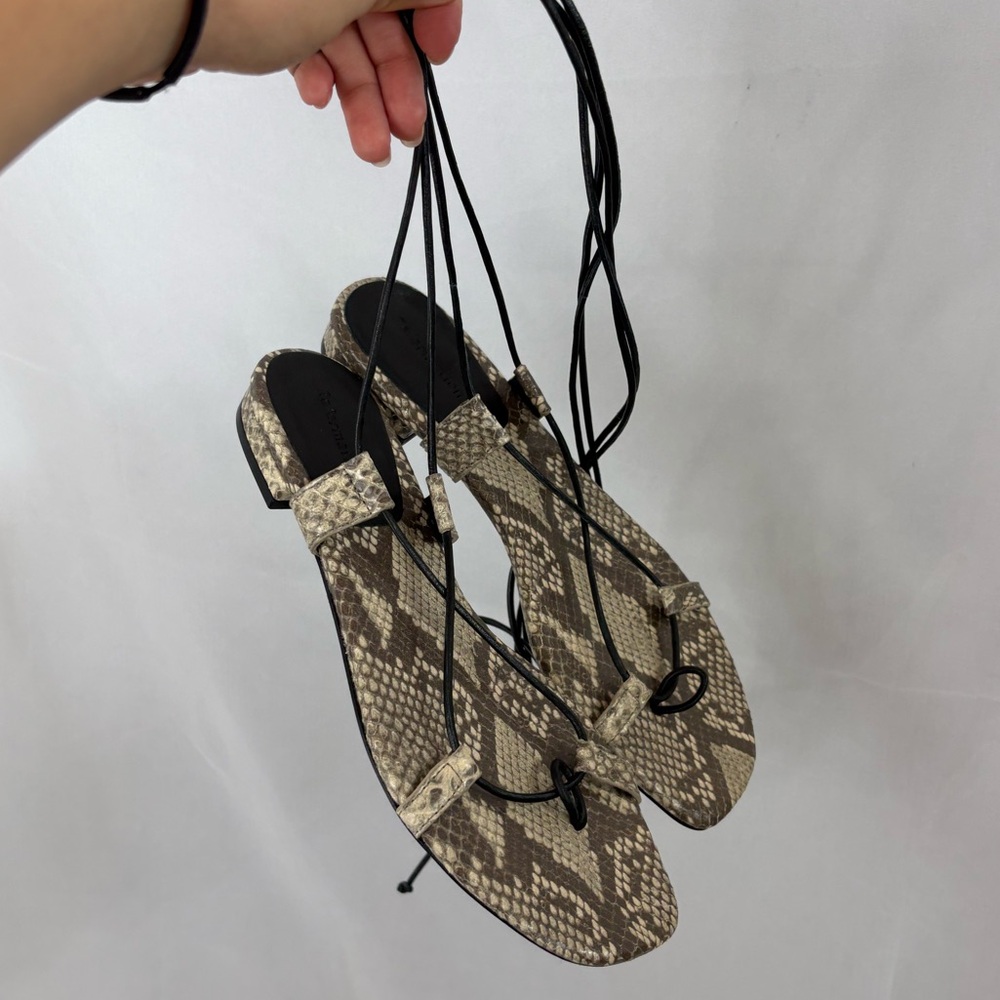 Brand New! Reformation Alize Snakeskin Lace-Up Sandals - Picture 8 of 12